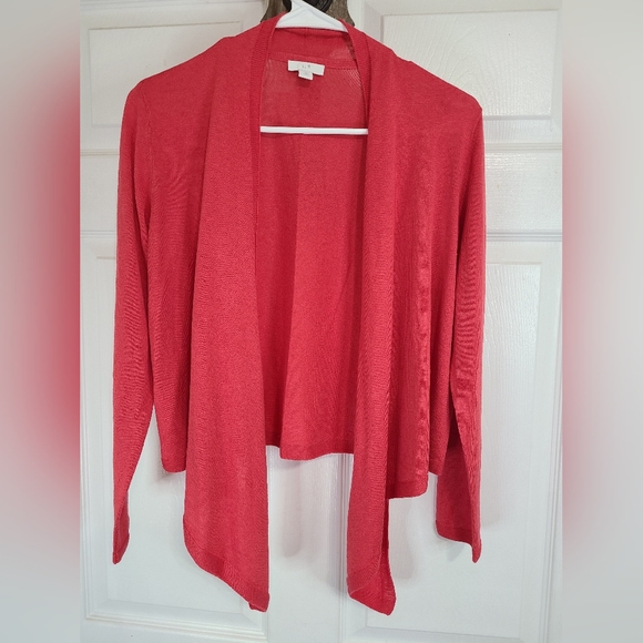 (508) J.Jill Woman's Open Sweater, Size: XS Petite Color: Red - Picture 2 of 16